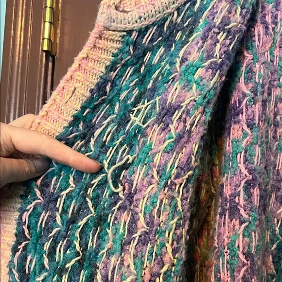 Anthropologie Stained Glass Multicolor Patterned Women's Sweater S Rare HTF - Picture 2 of 8